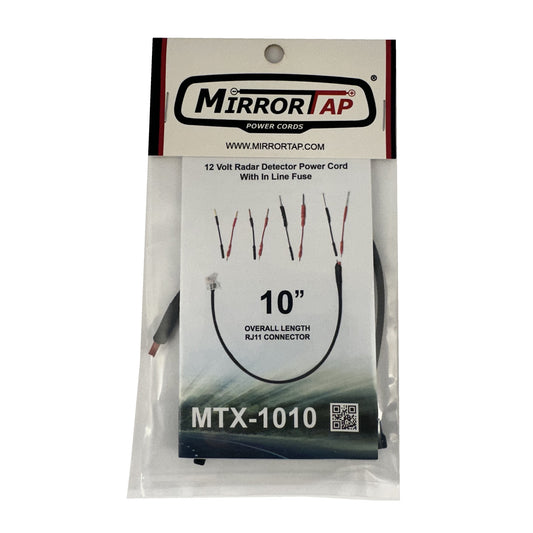 Blendmount MirrorTap Power Cord, MTX Series, 10" long, RJ-11, 2 Amp Inline Fuse with Military Grade Taps Kit